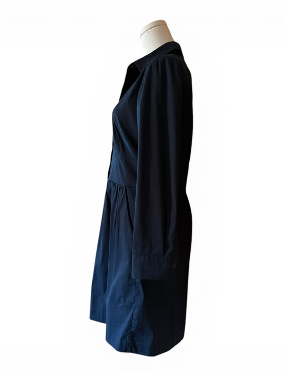 Theory Black Shirt Dress Size 8 Long Sleeve Fit & Flare Pockets Minimalist Chic - Picture 5 of 7